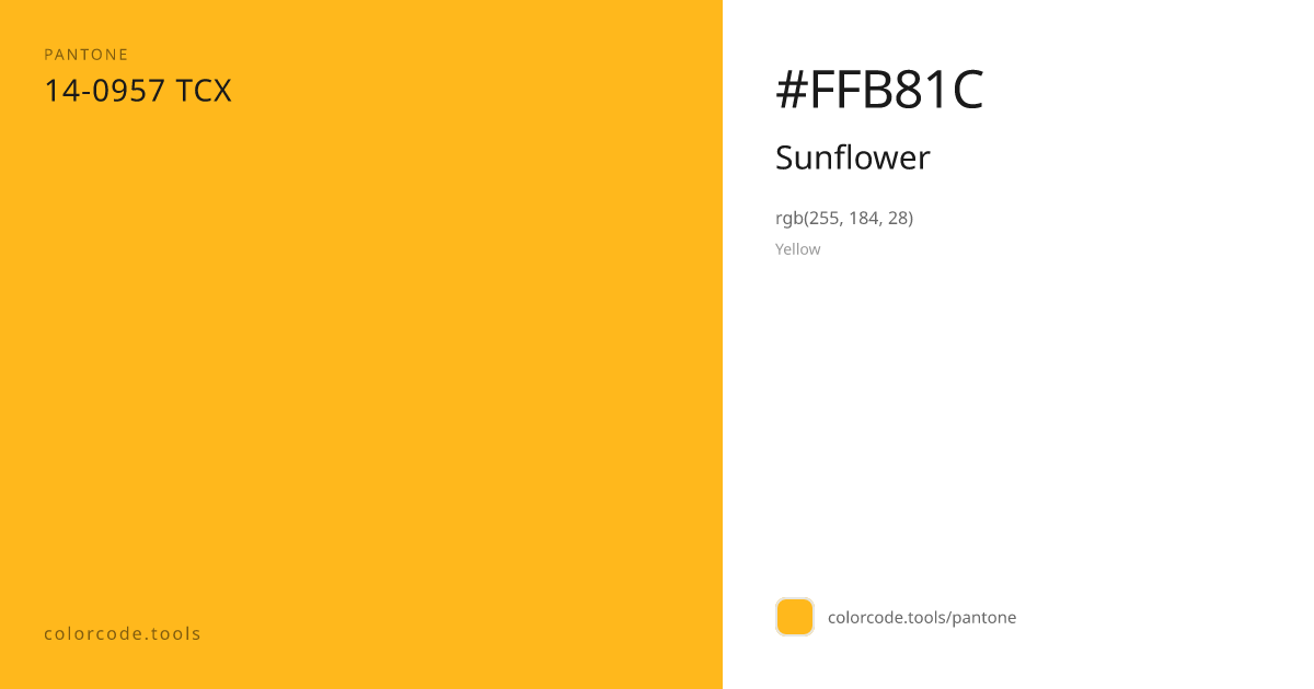 Pantone Sunflower 14-0957 — HEX #FFB81C | colorcode.tools