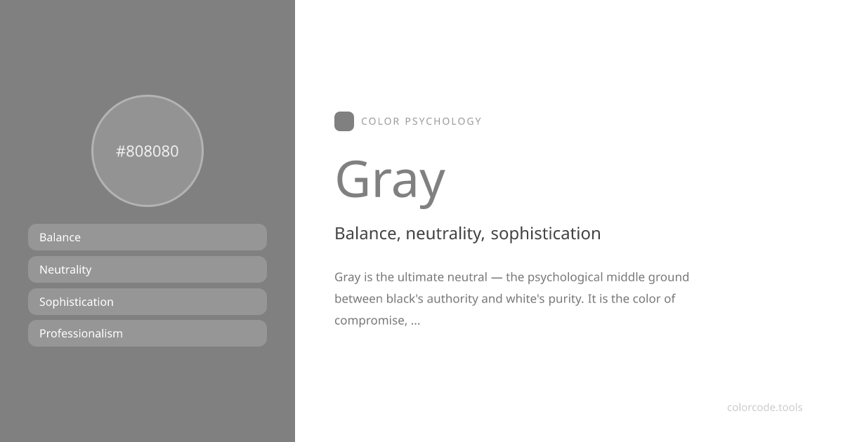 Gray Color Psychology — Meaning, Symbolism & Design | colorcode.tools